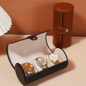 Portable 3 Slots Watch Jewelry Storage Box PU Leather Bracelet Display Case - Picture 1 of 13