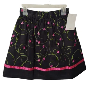 NWT Girl's KC Parker Hartstrings Skirt sz 7 Blk w/ Pink Green Holiday Christmas - Picture 1 of 11