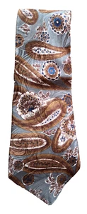 Vintage Zazzi of London pure silk tie. Grey Brown Paisley design.Smart.Party - Picture 1 of 3