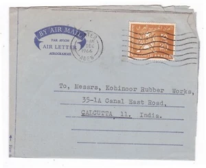 Federation of South Arabia Aden to Calcutta India 1966 Air Letter Aerogramme - Bild 1 von 2