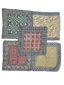 Hand Blockdruck Bandana 5er Set Schal Natur Bio Print Bandana Schal - Bild 1 von 7