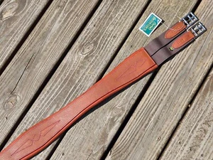 Devoucoux Allure Brown PINK STITCHING Padded Hunter English Girth - 52"-130 -NWT - Picture 1 of 13