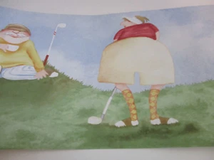 Ladies Gents Golfing Wallpaper Border York 0A4430B 15 Feet x 6 3/4 inch Opened - Picture 1 of 6