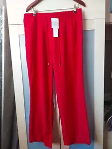 Ladies Rust Red Linen Trousers With Pockets And Drawstring Waist Size 16 J D Wil - Picture 1 of 9