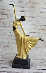 Art Deco Hot Cast Bronze Graceful Ballerina Ballet Statue Sculpture Chiparus NR - Bild 1 von 10