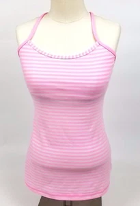 Lululemon - Peachy pink & white striped singlet tank SOFT size 6 Good condition - Picture 1 of 10