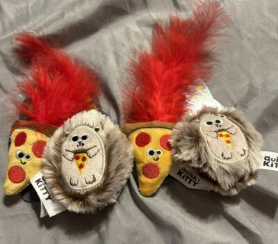 2 Pack Quirky Kitty Cat Kitten Hedgehog Pizza Cat Toy Catnip Inside Natural Z5 - Image 1 of 4