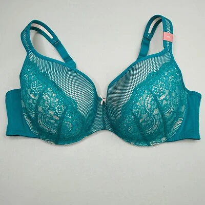 Novo Sutiã Cacique Levemente Forrado Balconette 44D Renda Verde Underwire Ajustável - Imagem 1 de 4