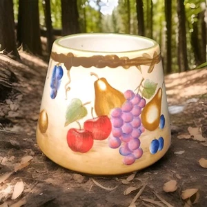 Home Interiors Ceramic Tuscan Lamp Shade For Candle Jar Tan With Fruit 3.75"H - Picture 1 of 6