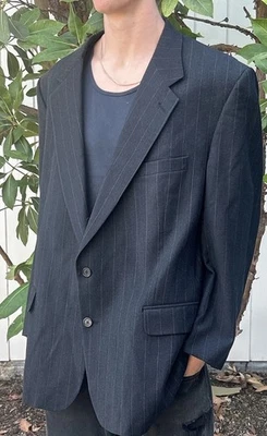 Vintage Christian Dior Authentic 46 Wool Pinstripe Mens Blazer Suit Jacket - Image 1 of 4