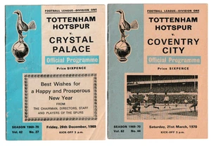 Tottenham Hotspur 1969/70 Selection of Home League Programmes from menu - Picture 1 of 3