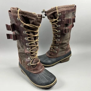 Sorel Conquest Carly Damenstiefel Größe 7,5 braun hoch Schnürung wasserdicht NL2273 - Bild 1 von 11