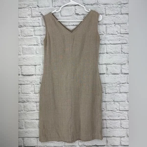 Linenfox Sleeveless V Neck Linen Sheath Dress XS - Picture 1 of 13