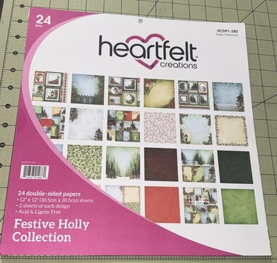 Heartfelt Creations 21 Sheet Festive Holly Collection 12x12 Paper Pad HCDPI-280 - Image 1 of 4