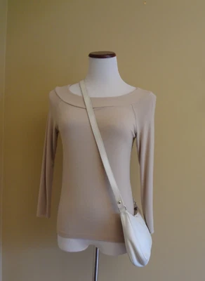 Vintage Longchamp Ivory Pebbled Leather Crossbody or Shoulder Bag 96394 - Image 1 of 4