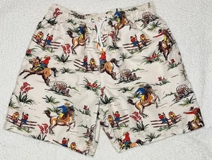 Negative Space Mens Swim Trunks Western Cowboy Rodeo Covered Wagon Mens Small - Picture 1 of 5
