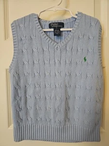 Polo Ralph Lauren Boys Sz 5 Black Cable Knit Sweater Vest 100% Cotton - Picture 1 of 6