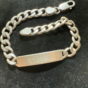 ID Bracelet Sterling Vintage 21.5 Grams 8” Solid 8mm Read Description - Picture 1 of 13