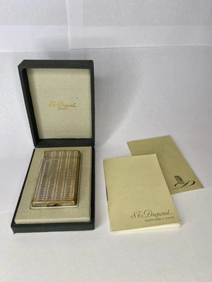 Accendino Dupont Placcato Oro A Gas Vintage Anni 70 Con Scatola Originale - Immagine 1 di 4