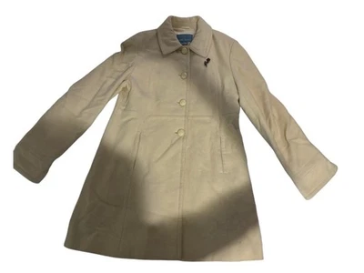 Casaco vintage feminino Nine West lã cashmere tamanho 14 bege com botões - Imagem 1 de 4