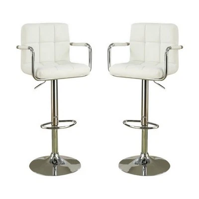 Juego de 2 taburete de bar estilo sillón Benjara con elevador de gas marrón y plateado Foto 1 de 4