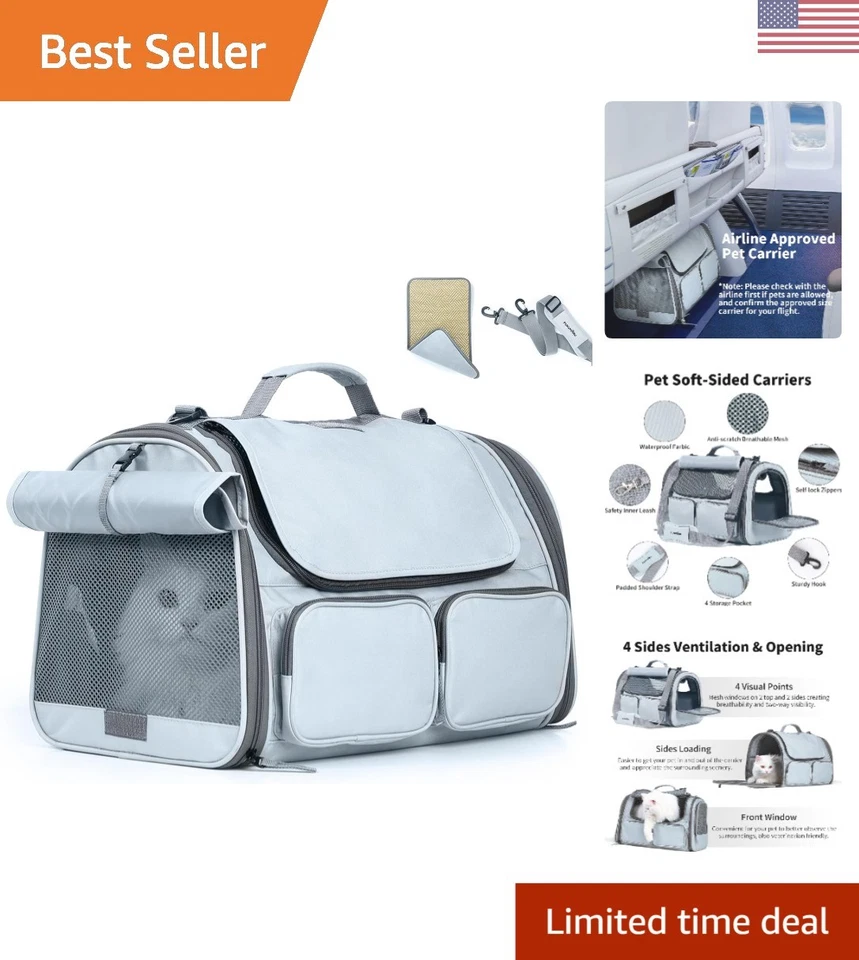 Multi-Purpose Pet Carrier with Easy Access and Washable Cushion - 17.5'' Grey - Image 1 of 4