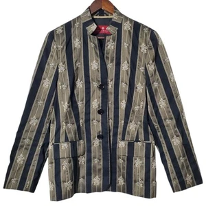 Dino Moda Floral Embroidered Blazer Size 8 Asian Jacket Mandarin Collar Womens - Picture 1 of 11