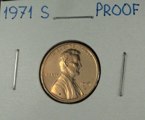 1971 S PROOF LINCOLN MEMORIAL CENT NICE TONING FROM MINT PROOF SET BRAS CLAD Cover