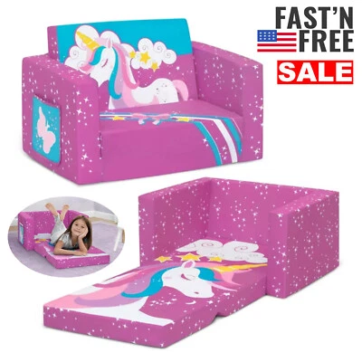 Розовый раскладной стул-шезлонг с единорогом диван для детей девочек ясельного возраста 1-3 - Изображение 1 из 4
