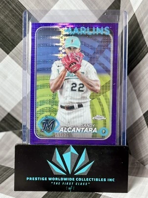 Sandy Alcantara 2024 Topps Chrome Sonar Purple Refractor /275 #138 Miami Marlins - Image 1 of 2