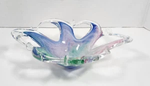 Hermoso plato de vidrio vintage soplado a mano de Murano veneciano arte italiano 9" x 6,25" - Imagen 1 de 6