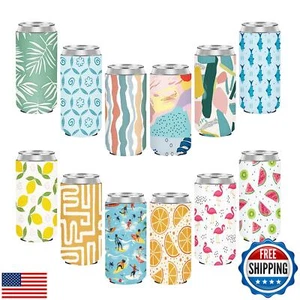 12 Pack Slim Can Cooler Sleeve Insulated Neoprene Can Sleeve 12 Oz Can Cooler - Picture 1 of 5