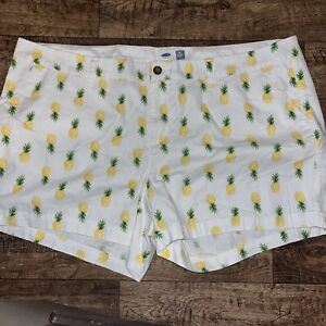 Old Navy Pineapple Shorts Size 22 Plus Regular Pockets  E16