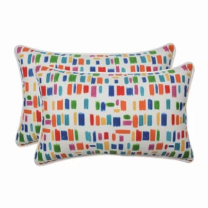 Blue Rectangular Outdoor Lumbar Throw Pillow 2-Pack - Picture 1 of 12