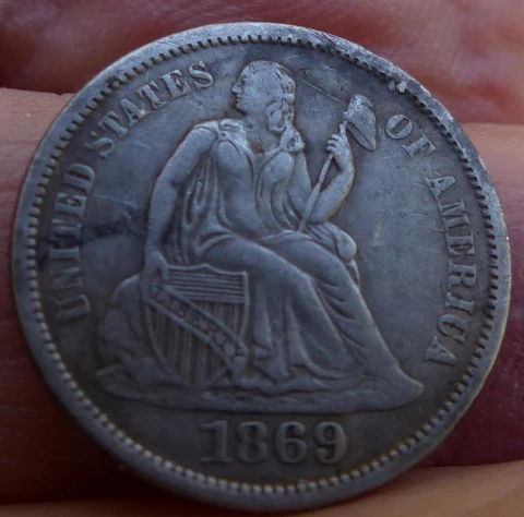 JUST REDUCED!! BETTER DATE 1869-S SEATED DIME XF+ Cover
