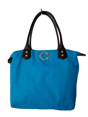 C. Wonder Bolso de Hombro Cartera Aqua Nylon Dorado Herrajes Mango Marrón #17591 Foto 1 de 4