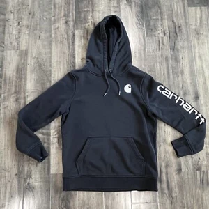 Carhartt Hoodie Women’s Medium Relaxed Fit Logo Black - Picture 1 of 6