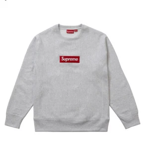 Brand New SUPREME BOX LOGO CREWNECK SWEATSHIRT ASH GREY FW18 Large L Red 101837 - Picture 1 of 6