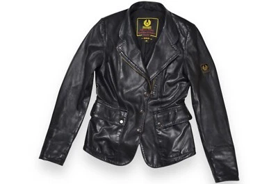 Chaqueta de cuero para mujer Belstaff dorada negra Italia talla M Foto 1 de 4