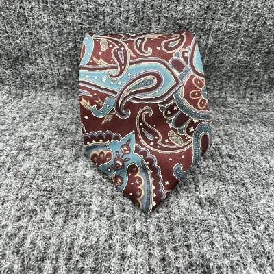 Corbata vintage Liberty of London roja granate azul cachemira años 70 80 seda EE. UU. Foto 1 de 4