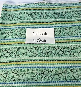 VTG LUV Print Textured Floral Green Yellow Light Knit Fabric 60”x 3 1/8 Yds. - Picture 1 of 7