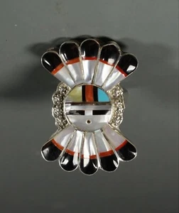 Zuni Inlay Turquoise Ring SunFace Esther Niiha - Picture 1 of 8