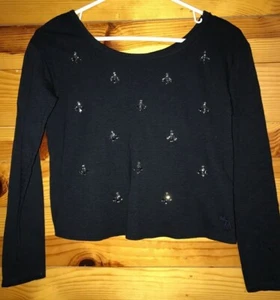 Abercrombie & Fitch Kids Girls Black Gem Top Shirt Size M 12 - Picture 1 of 3