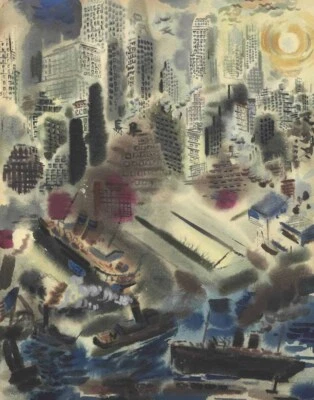 Impressão em tela George Grosz Harbor 16 x 20 #8898 - Imagem 1 de 4