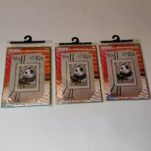 Lot Of 3 Bamboo PANDA BEAR Design Works Cross Stitch Kit Greetings Card Kits NOS - Picture 1 of 5
