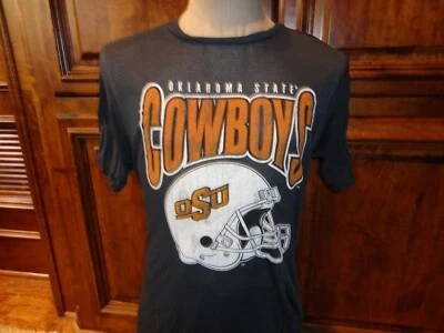Camiseta Negra Retro Marca Oklahoma State Cowboys PAPER THIN Distressed 50-50 M Foto 1 de 4