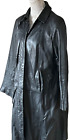 Ladies M&S Nappa Leather Trench Coat Black  Knee Length UK 16/18