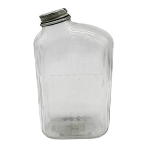 Vintage Anchor Hocking Clear Ribbed Glass Refrigerator Bottle Jug Jar 1 Qt W/Lid - Picture 1 of 16
