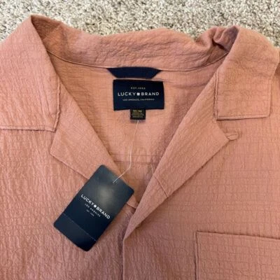 NWT Lucky Brand Textured Short Sleeve Button Front Shirt Men Size Medium (690) - Image 1 of 4