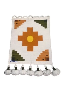 Tapiz de Colección Navajo José Cotacachi 100% Lana Colgante de Pared Nativo de Ecuador Firmado - Imagen 1 de 8